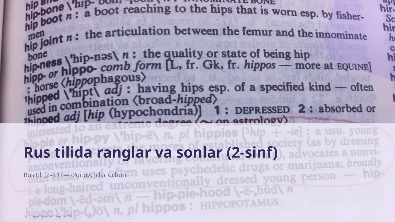 Rus tilida ranglar va sonlar (2-sinf)