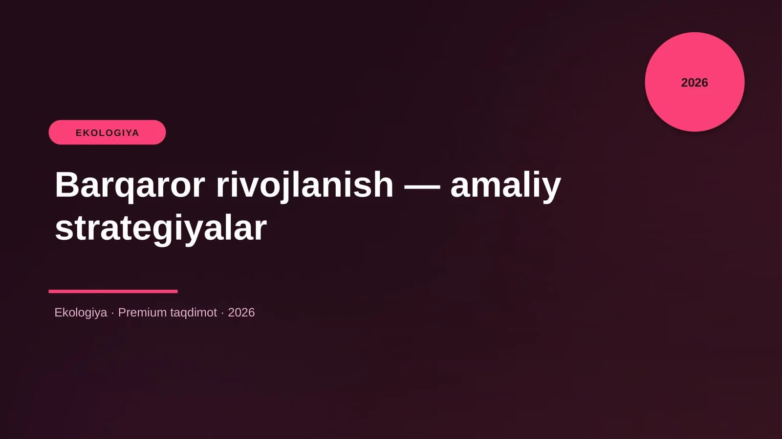 Barqaror rivojlanish — amaliy strategiyalar