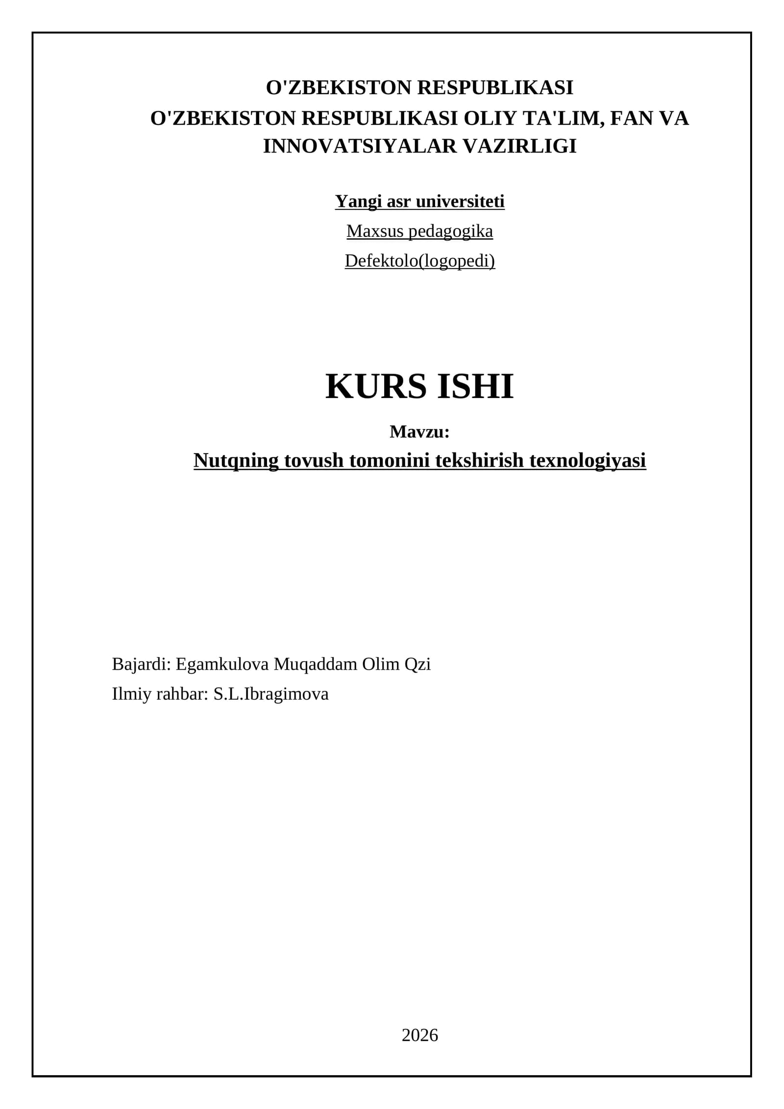 Nutqning tovush tomonini tekshirish texnologiyasi