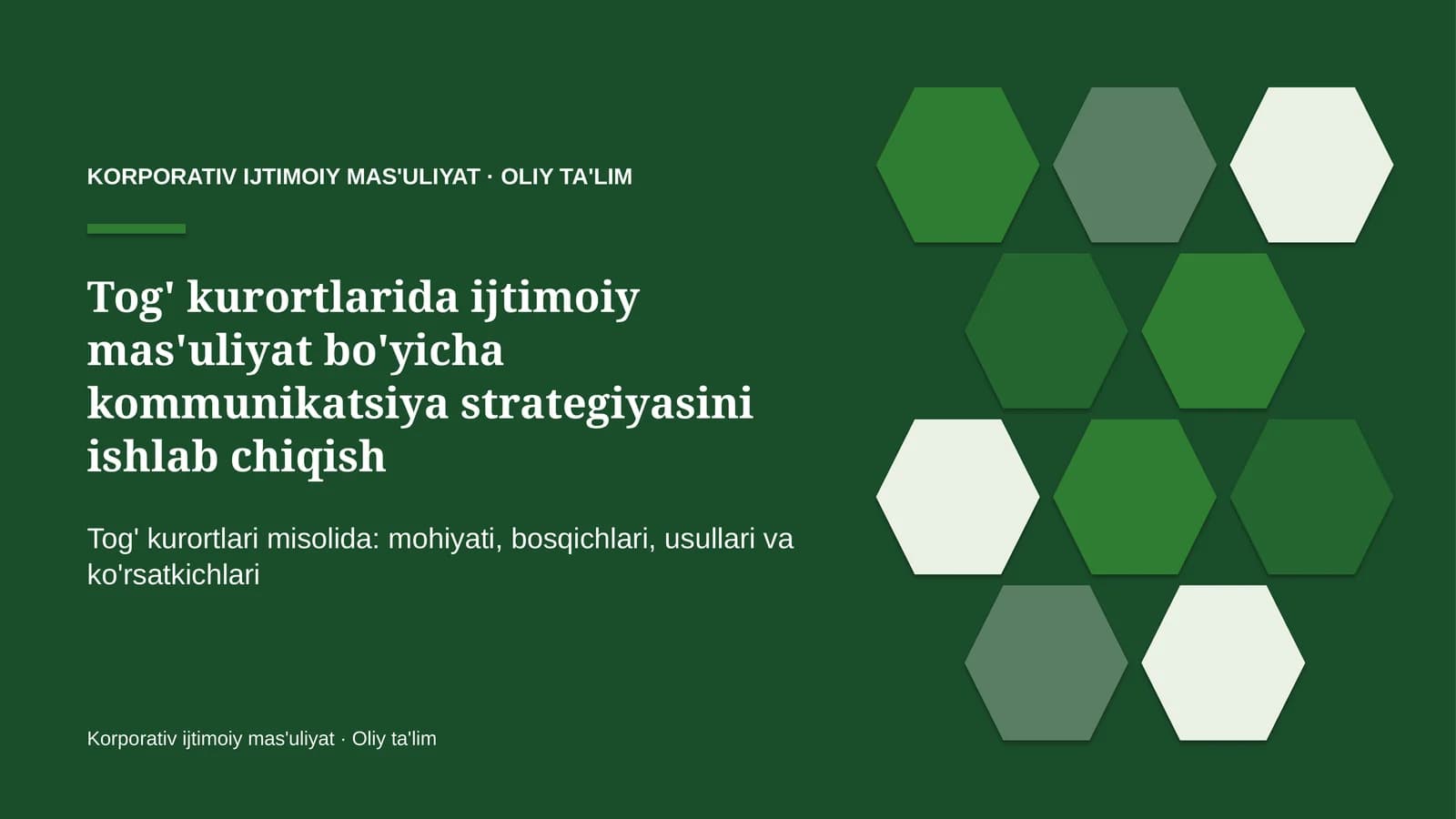 tog' kurortlarida ijtimoiy mas'uliyat bo'yicha kommunikatsiya strategiyasini ishlab chiqish 2148