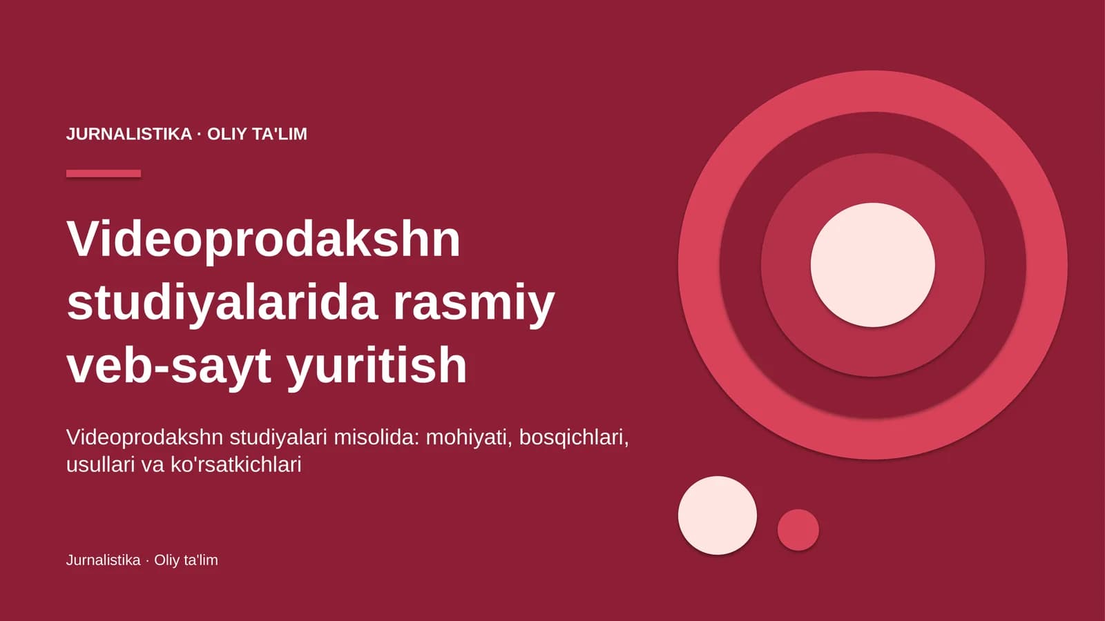 Videoprodakshn studiyalarida rasmiy veb-sayt yuritish