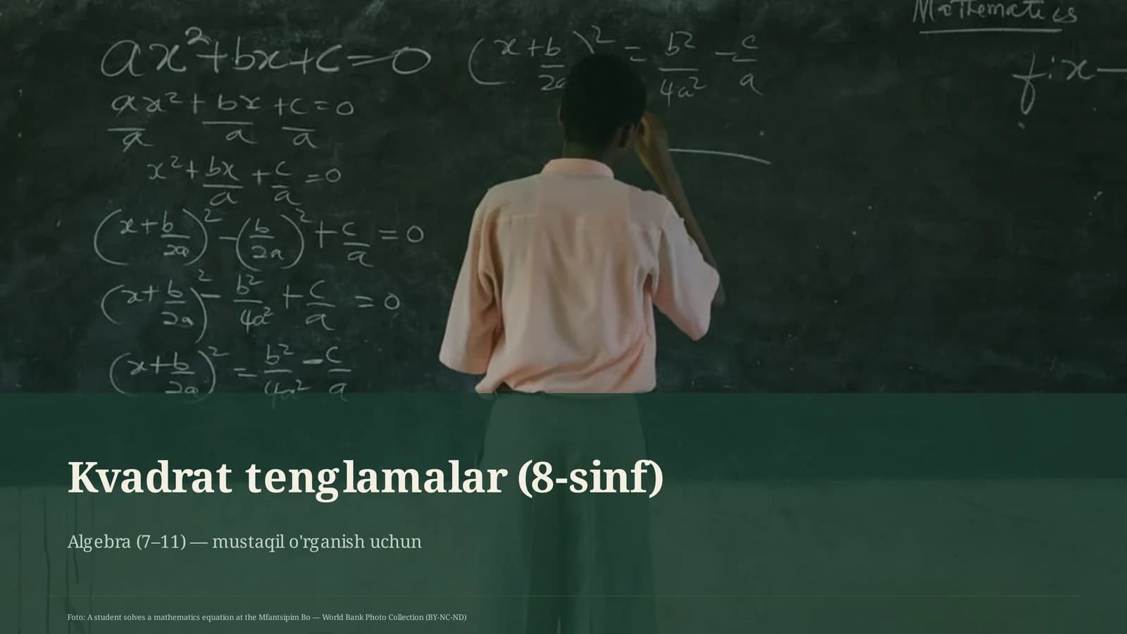 Kvadrat tenglamalar (8-sinf)