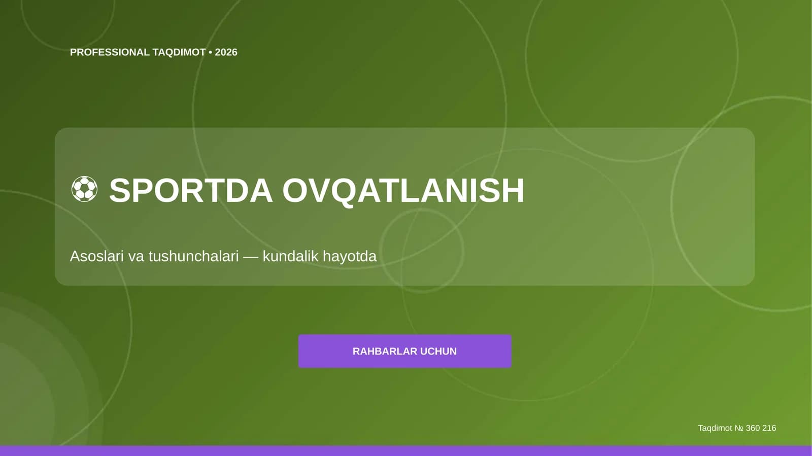 SPORTDA OVQATLANISH: Asoslari va tushunchalari (kundalik hayotda)