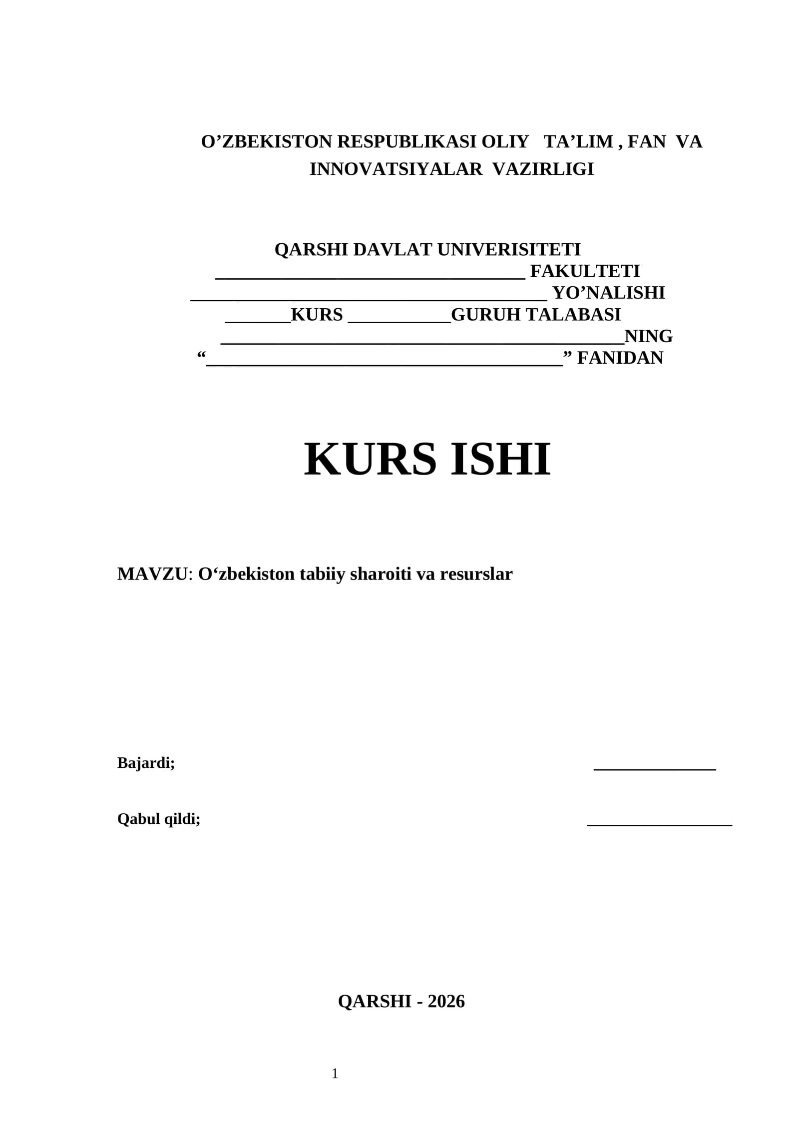 Oʻzbekiston tabiiy sharoiti va resurslar