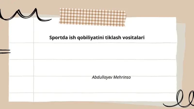 Sportda ish qobiliyatini tiklash vositalari