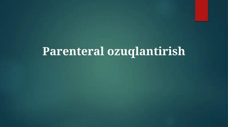 Parenteral oziqlanish