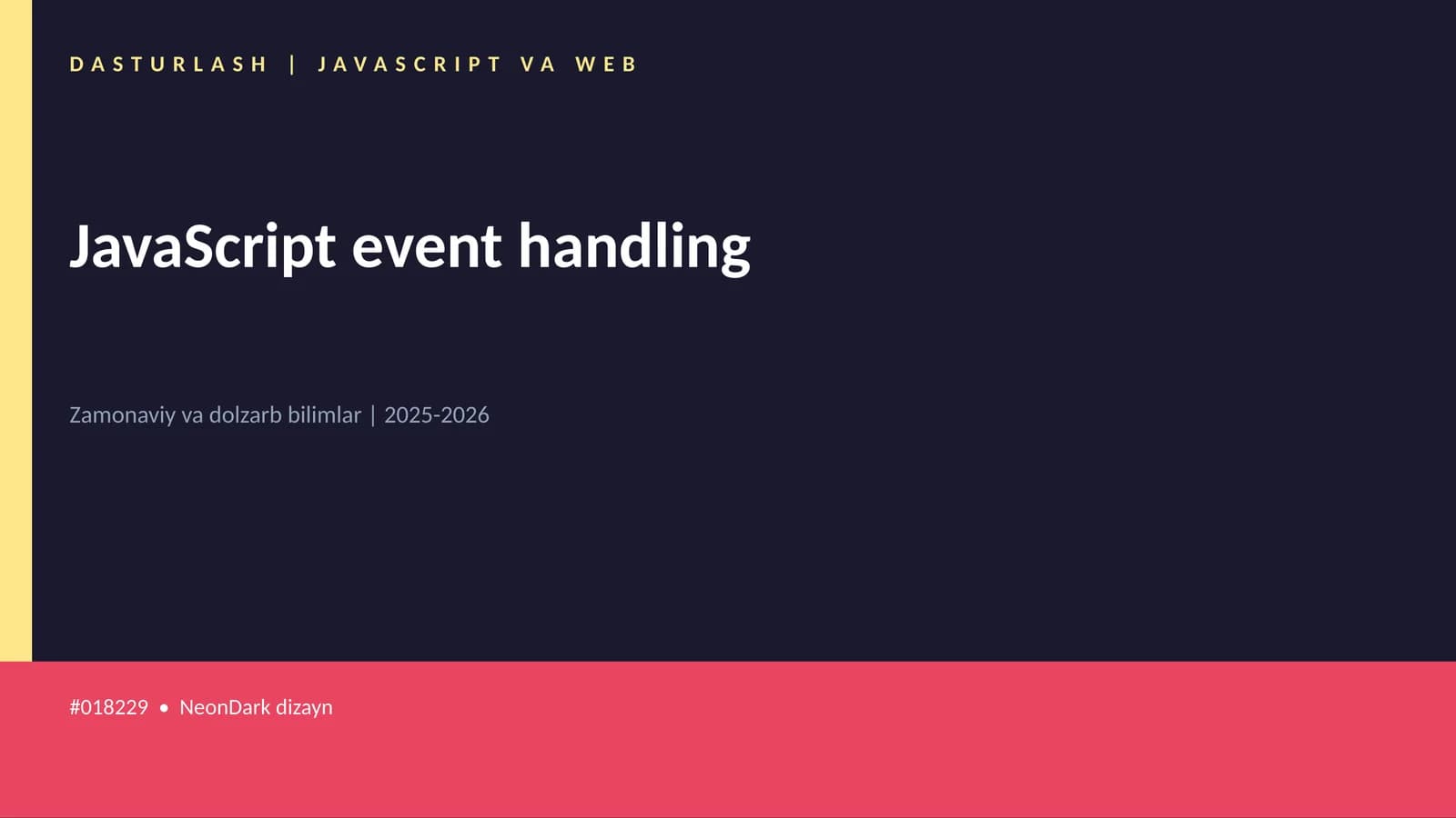 DASTURLASH | JAVASCRIPT VA WEB