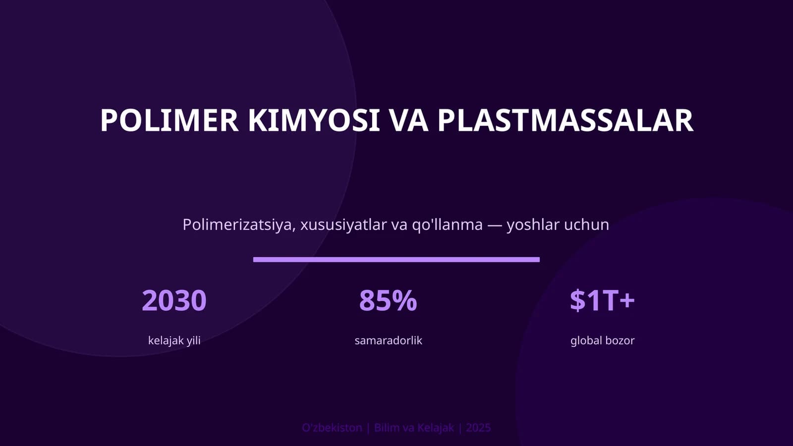 POLIMER KIMYOSI VA PLASTMASSALAR