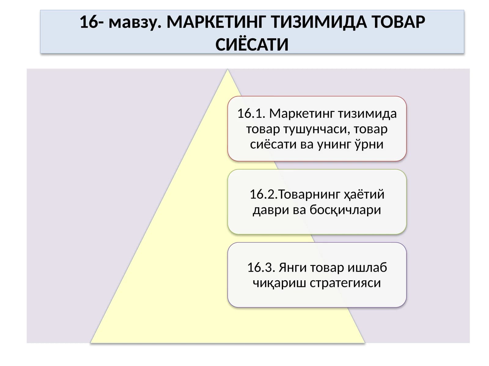 МАРКЕТИНГ ТИЗИМИДА ТОВАР СИЁСАТИ