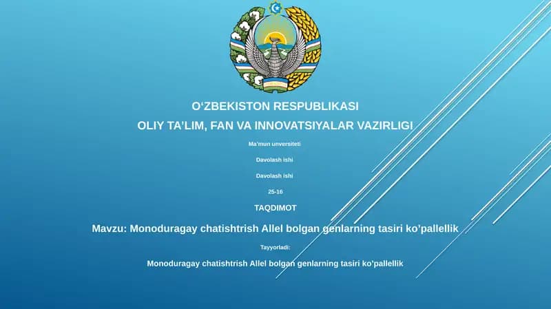 Monoduragay chatishtrish Allel bolgan genlarning tasiri ko’pallellik