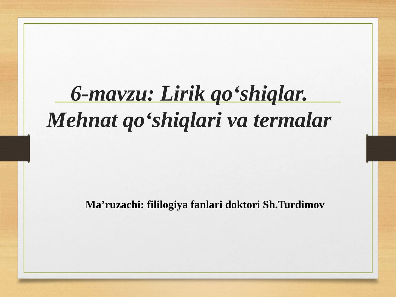 Lirik qo‘shiqlar.Mehnat qo‘shiqlari va termalar