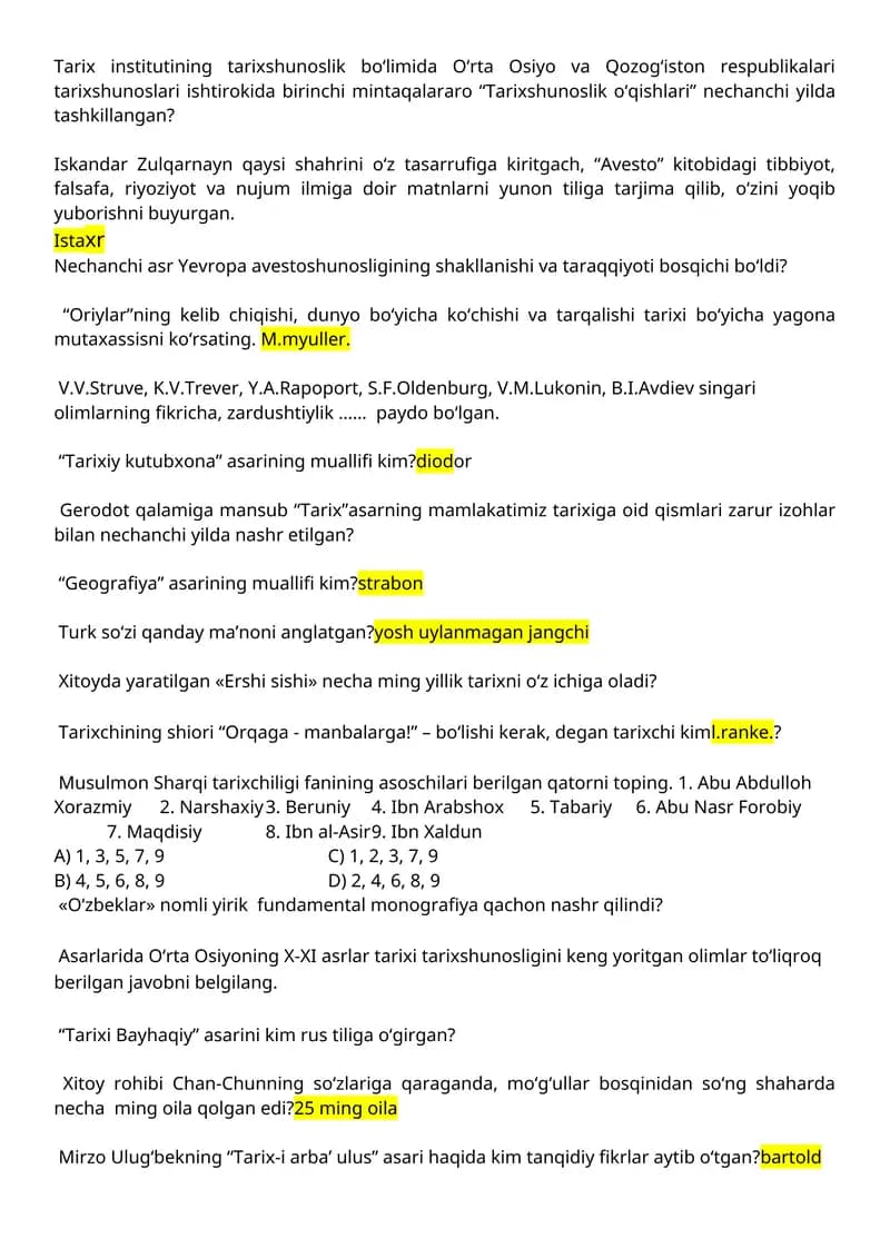 Tarixshunoslik o‘qishlari