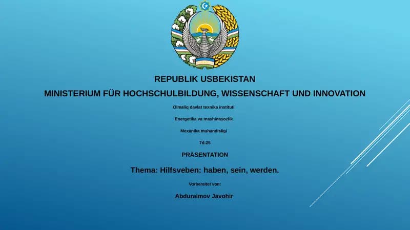 Hilfsveben: haben, sein, werden