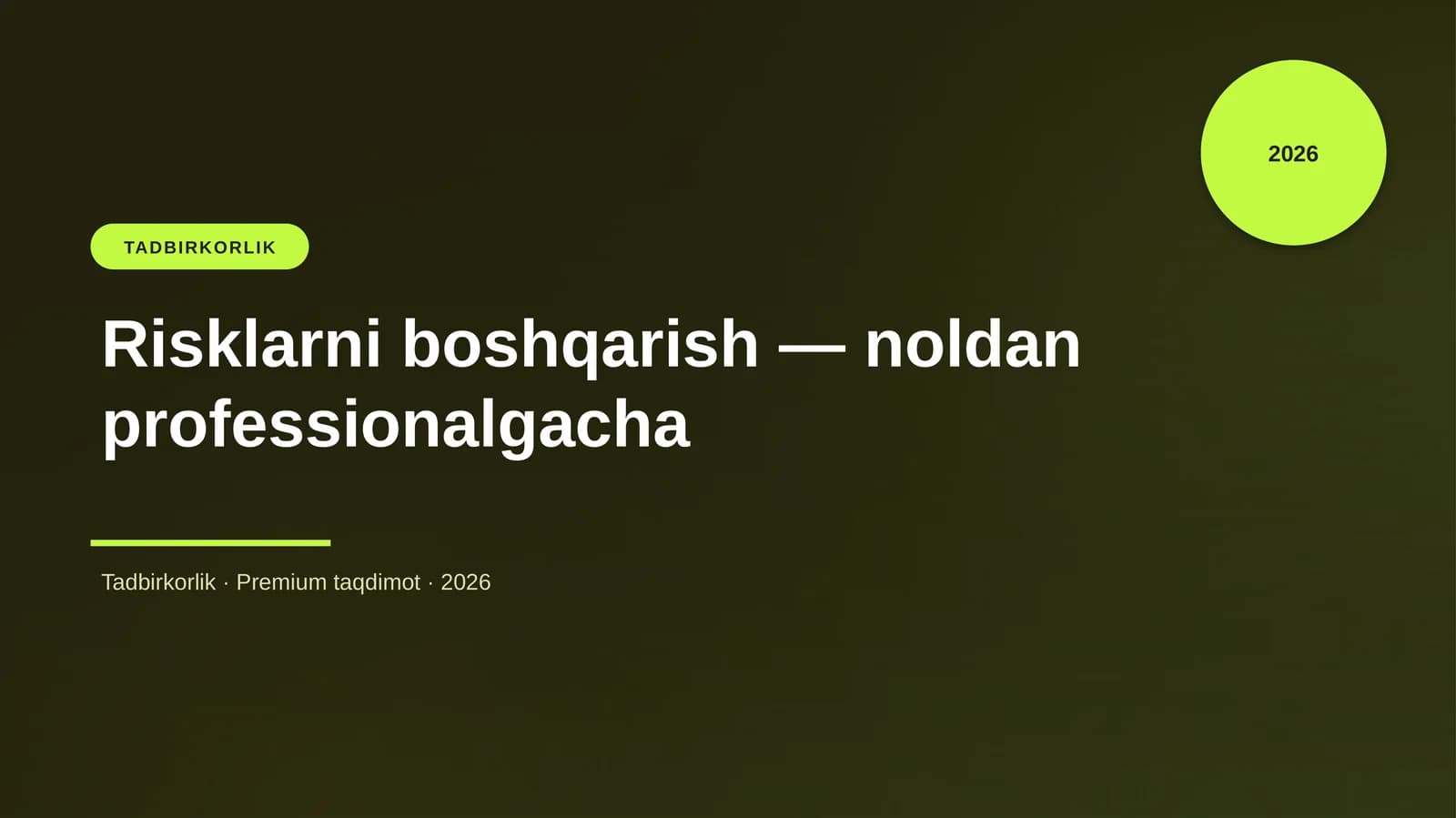 Risklarni boshqarish — noldan professionalgacha