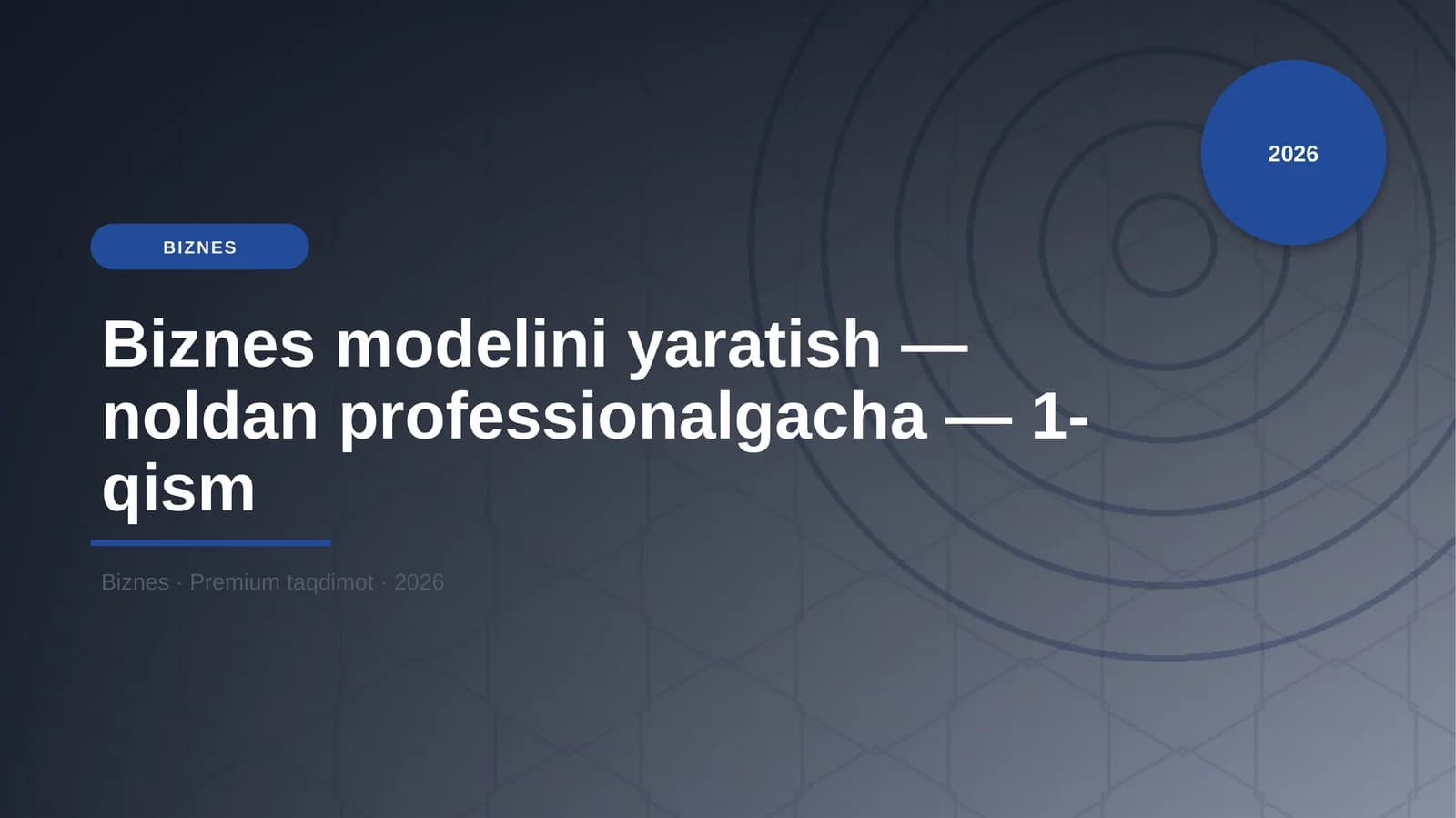 Biznes modelini yaratish — noldan professionalgacha — 1-qism