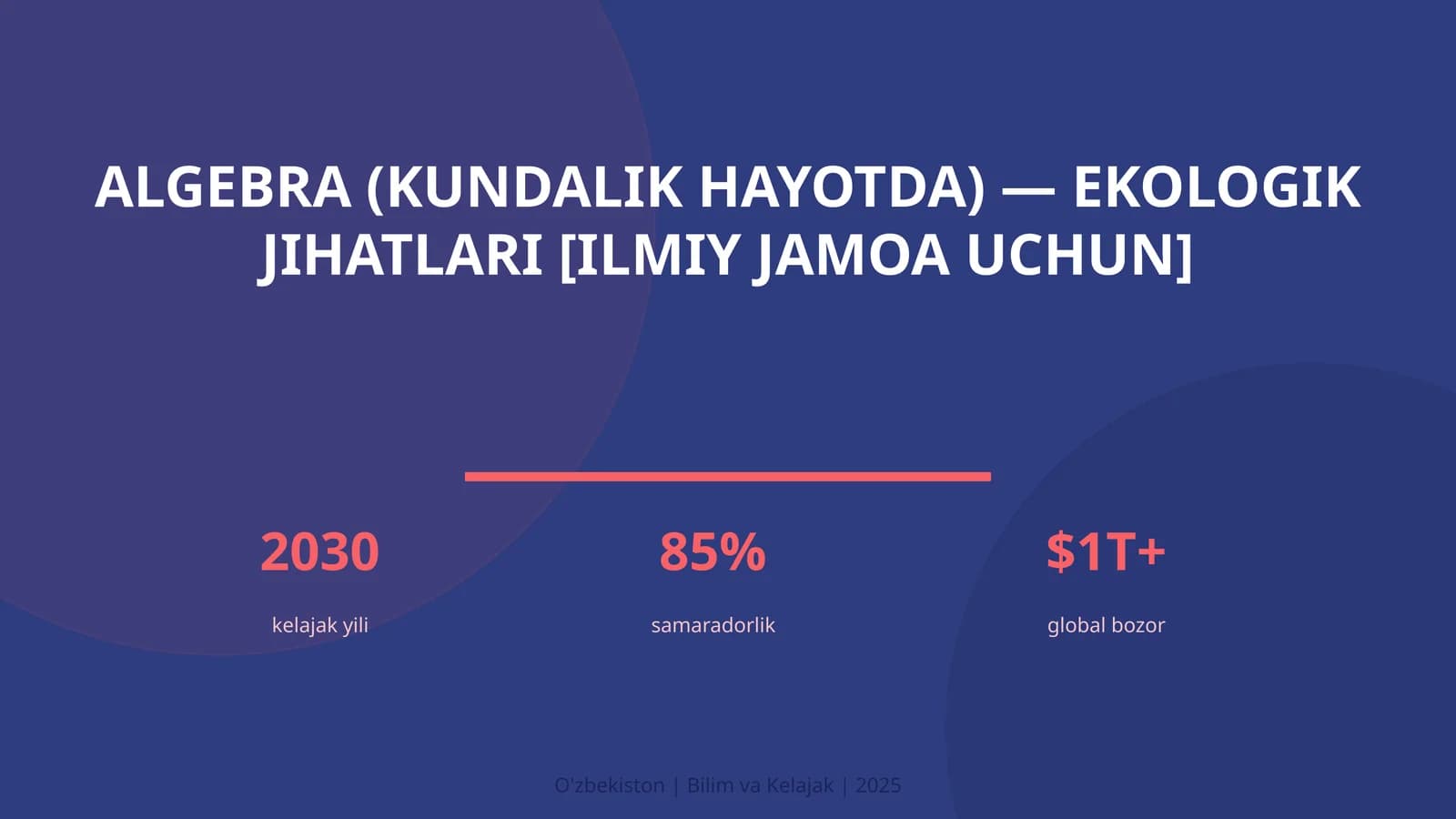 Algebra (kundalik hayotda) — ekologik jihatlari [ilmiy jamoa uchun]