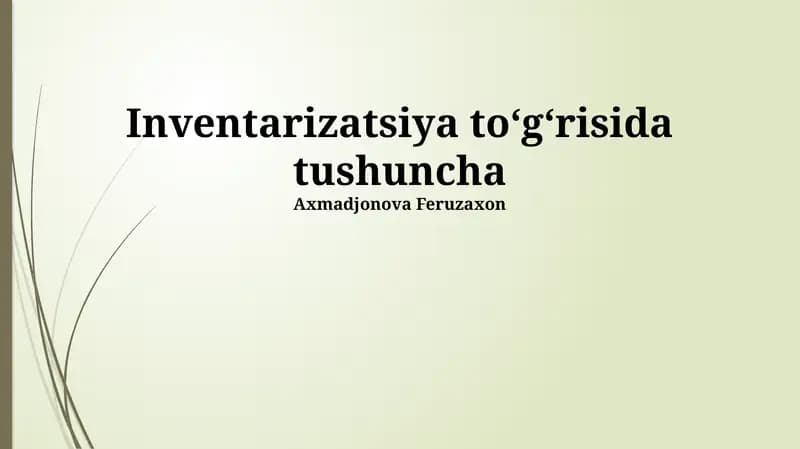 Inventarizatsiya tushunchasi
