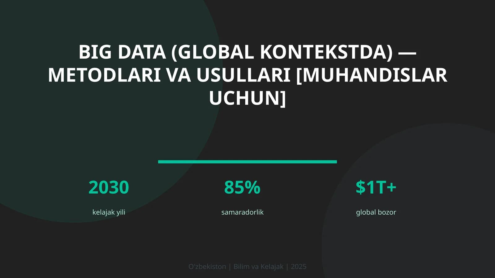 Big Data (GLOBAL KONTEKSTDA) — METODLARI VA USULLARI [MUHANDISLAR UCHUN]