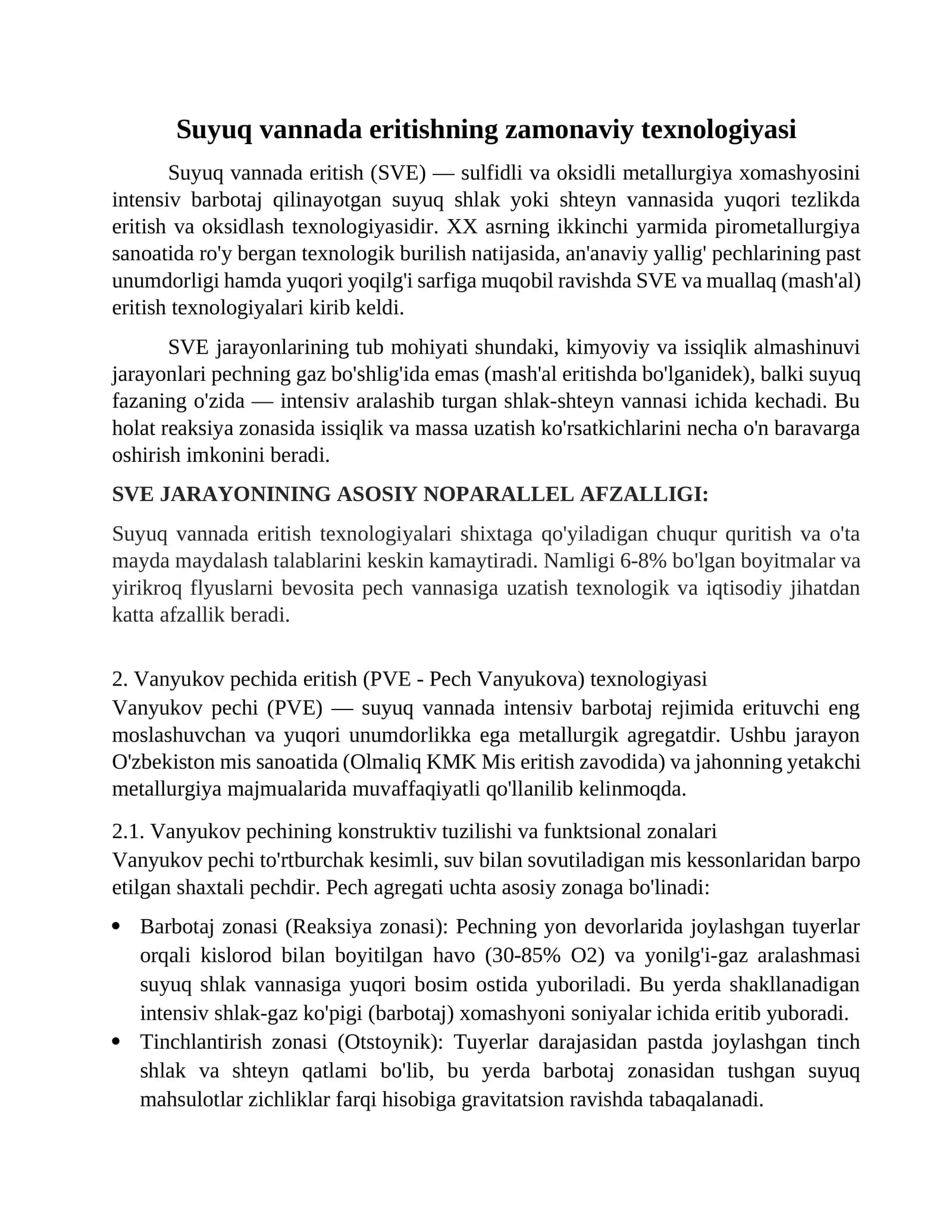 Suyuq vannada eritishning zamonaviy texnologiyasi