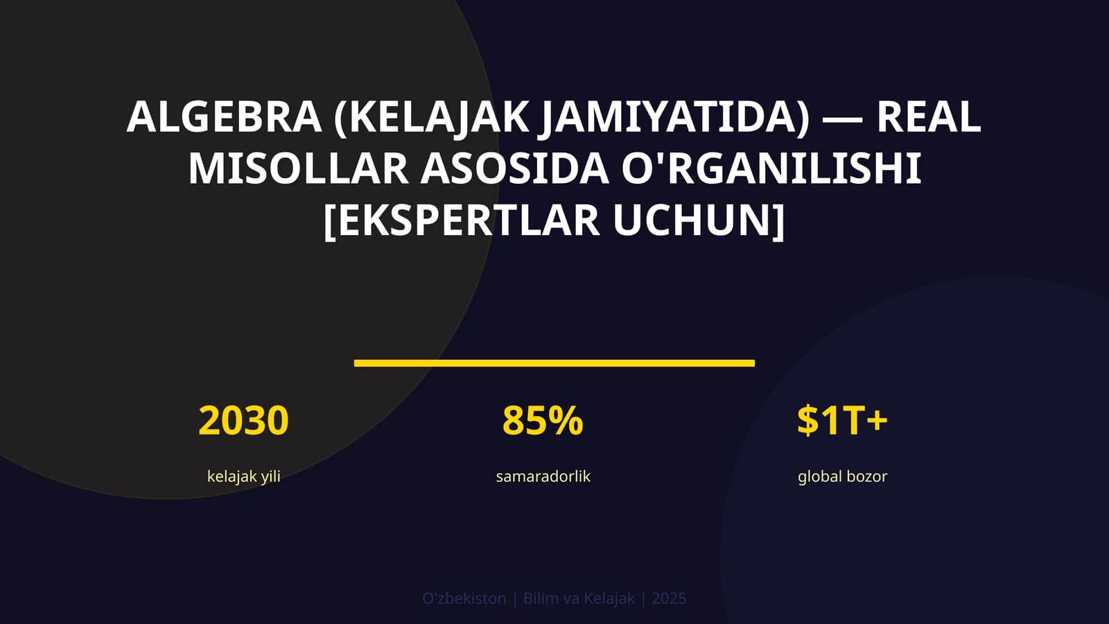 Algebra (kelajak jamiyatida) — real misollar asosida o'rganilishi [ekspertlar uchun]
