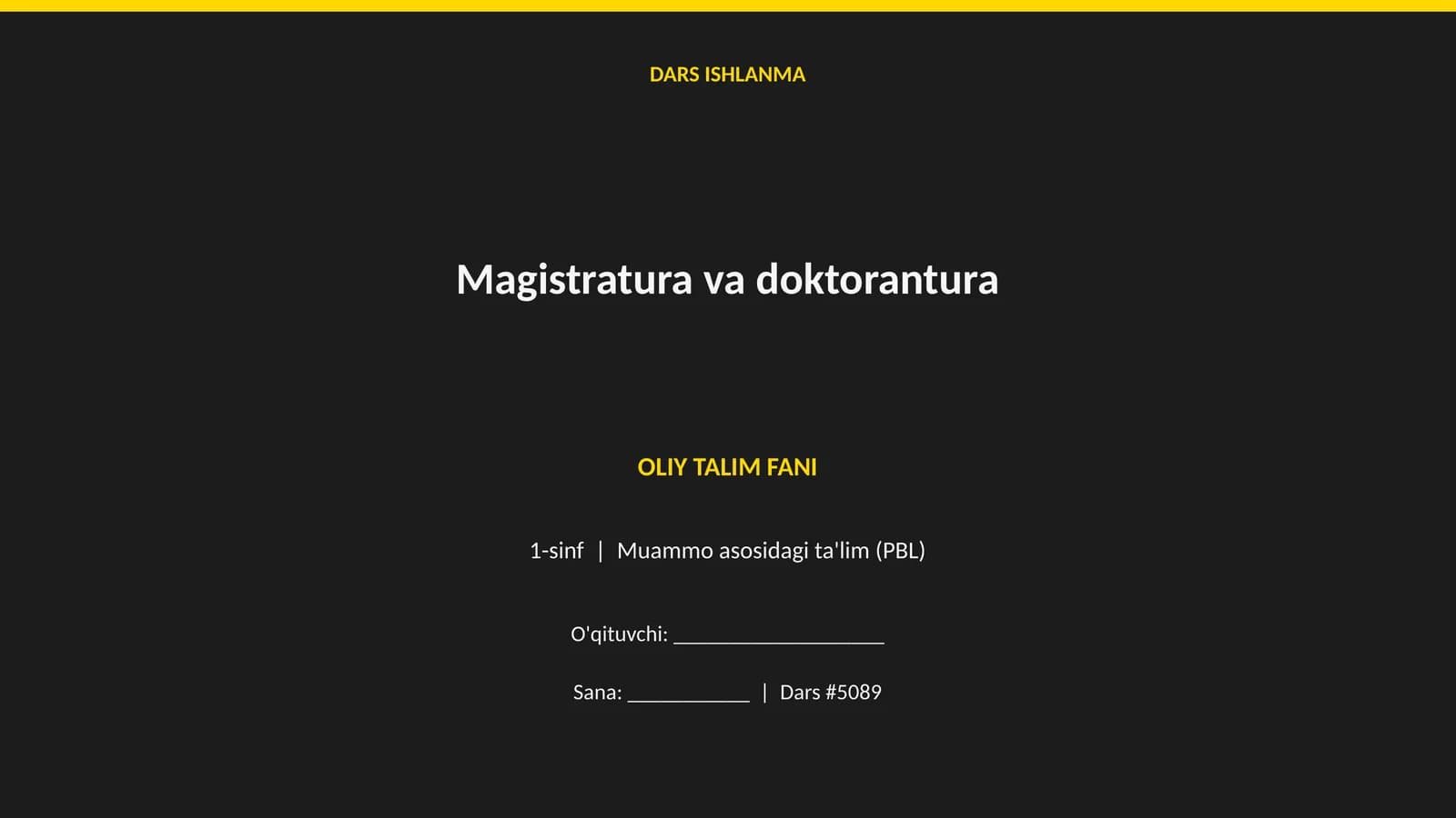 DARS ISHLANMA