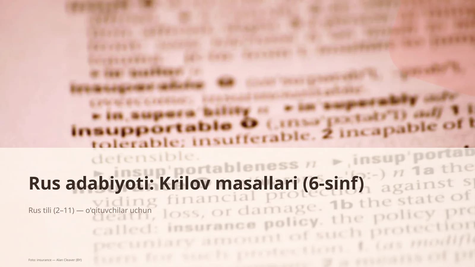 Rus adabiyoti: Krilov masallari (6-sinf)