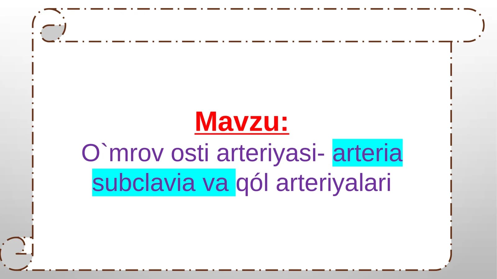 O`mrov osti arteriyasi-arteria subclavia va qól arteriyalari