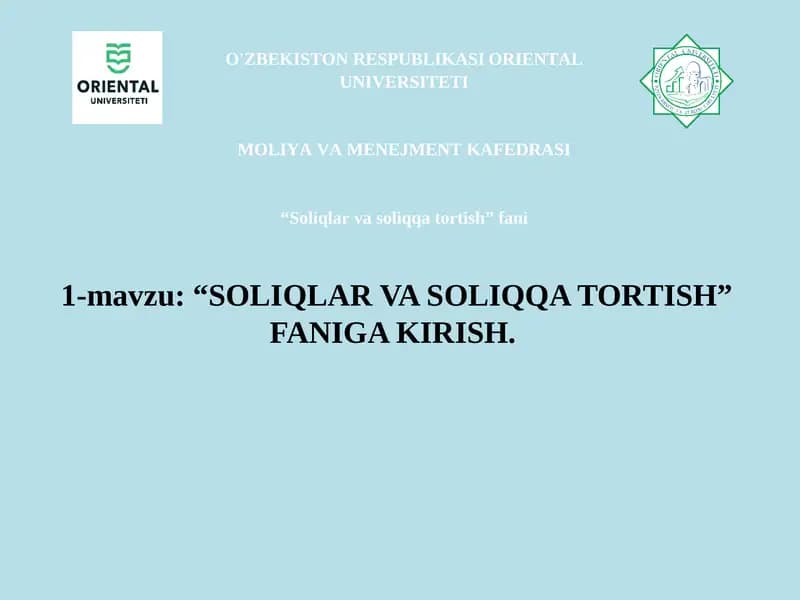 SOLIQLAR VA SOLIQQA TORTISH