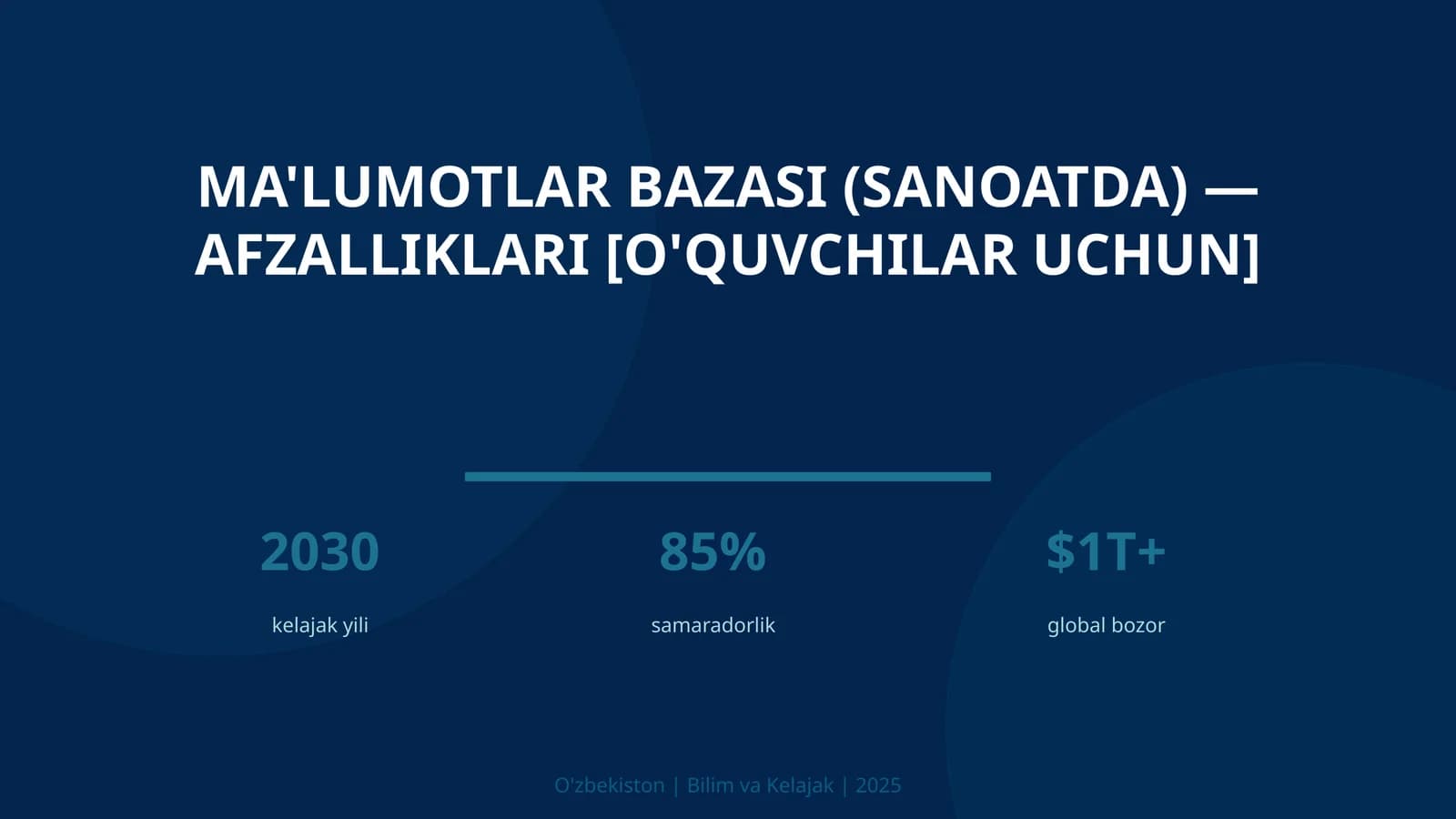 Ma'lumotlar bazasi (sanoatda) — afzalliklari [o'quvchilar uchun]