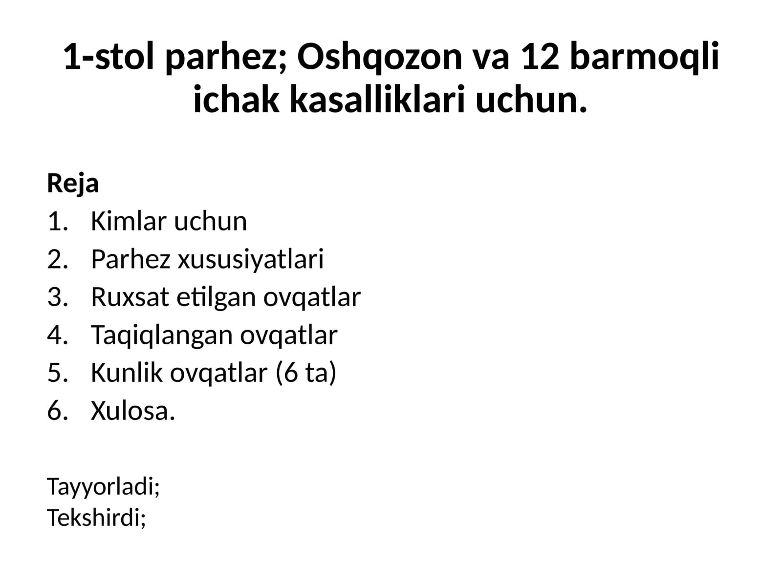 1-parhez stoli