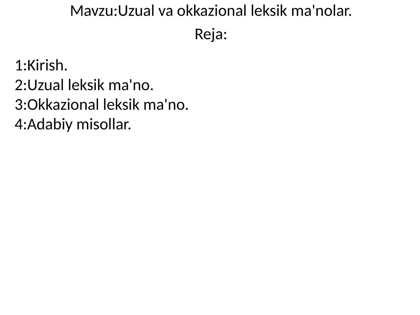 Uzual va okkazional leksikma'nolar