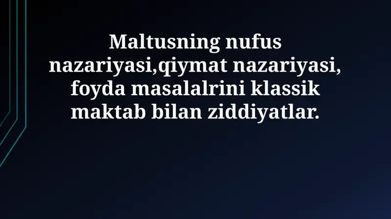 Maltusning nufus nazariyasi