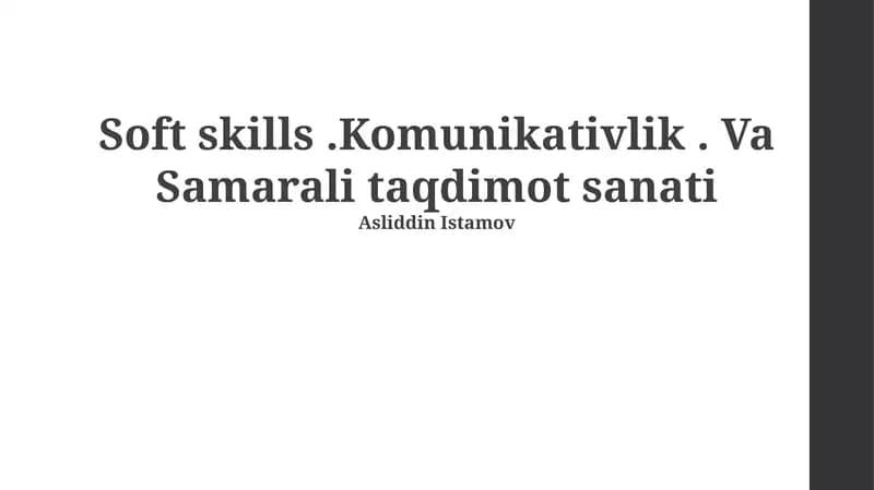 Komunikativlik va Samarali Taqdimot Sanati