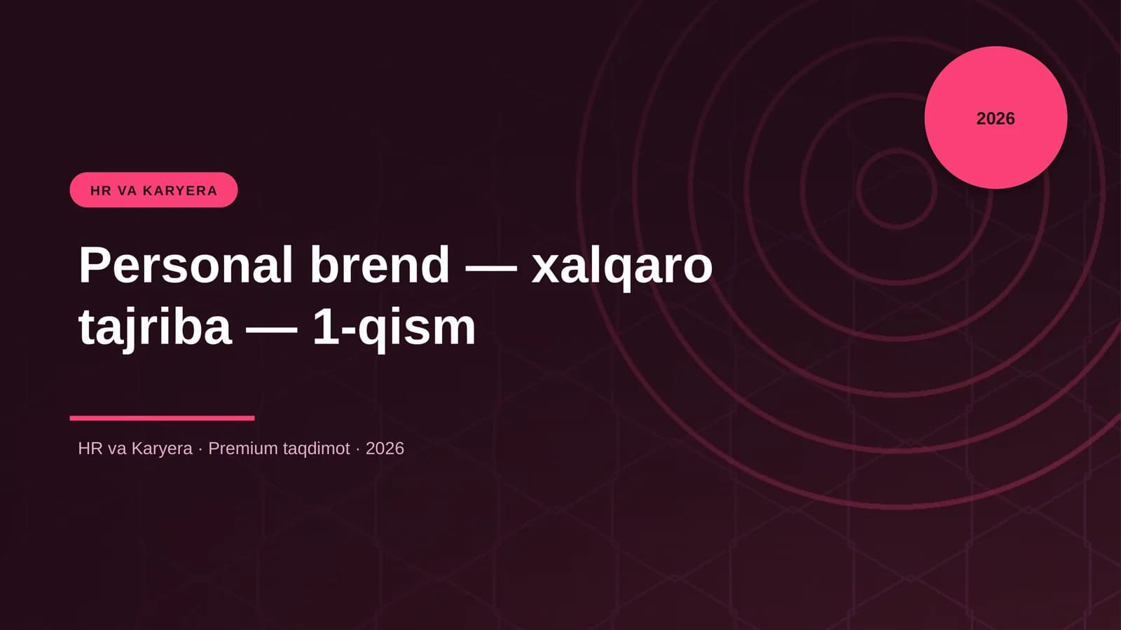Personal brend — xalqaro tajriba — 1-qism