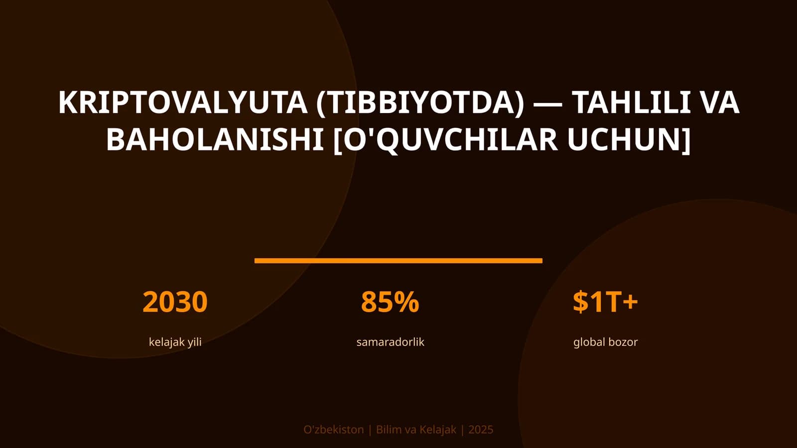 Kriptovalyuta (Tibbiyotda) — Tahlili va Baholanishi [O'quvchilar uchun]