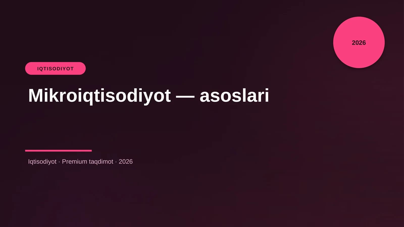 Mikroiqtisodiyot — asoslari
