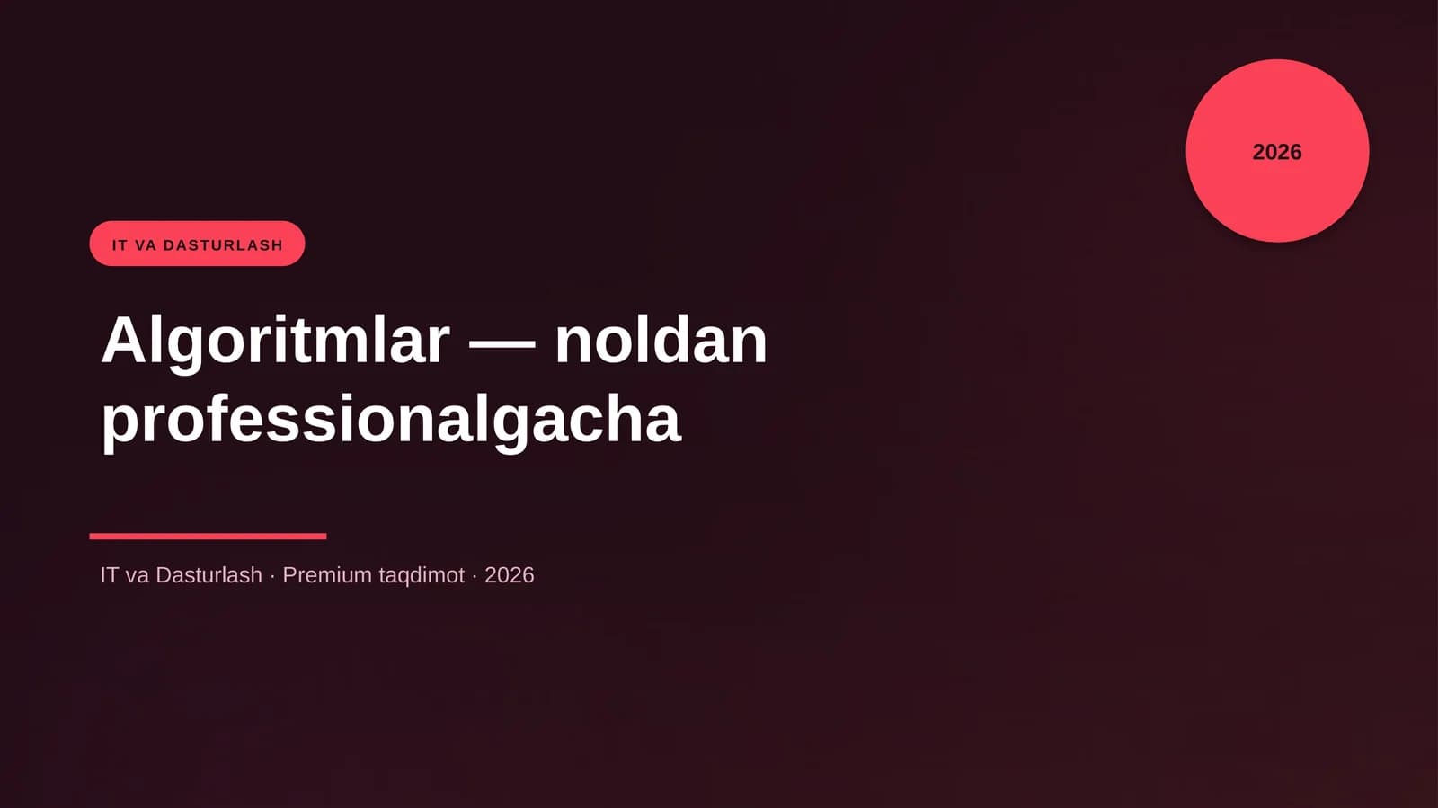Algoritmlar — noldan professionalgacha