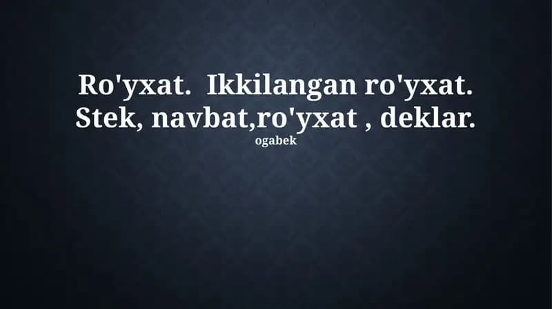 Ro'yxatlar bilan ishlash