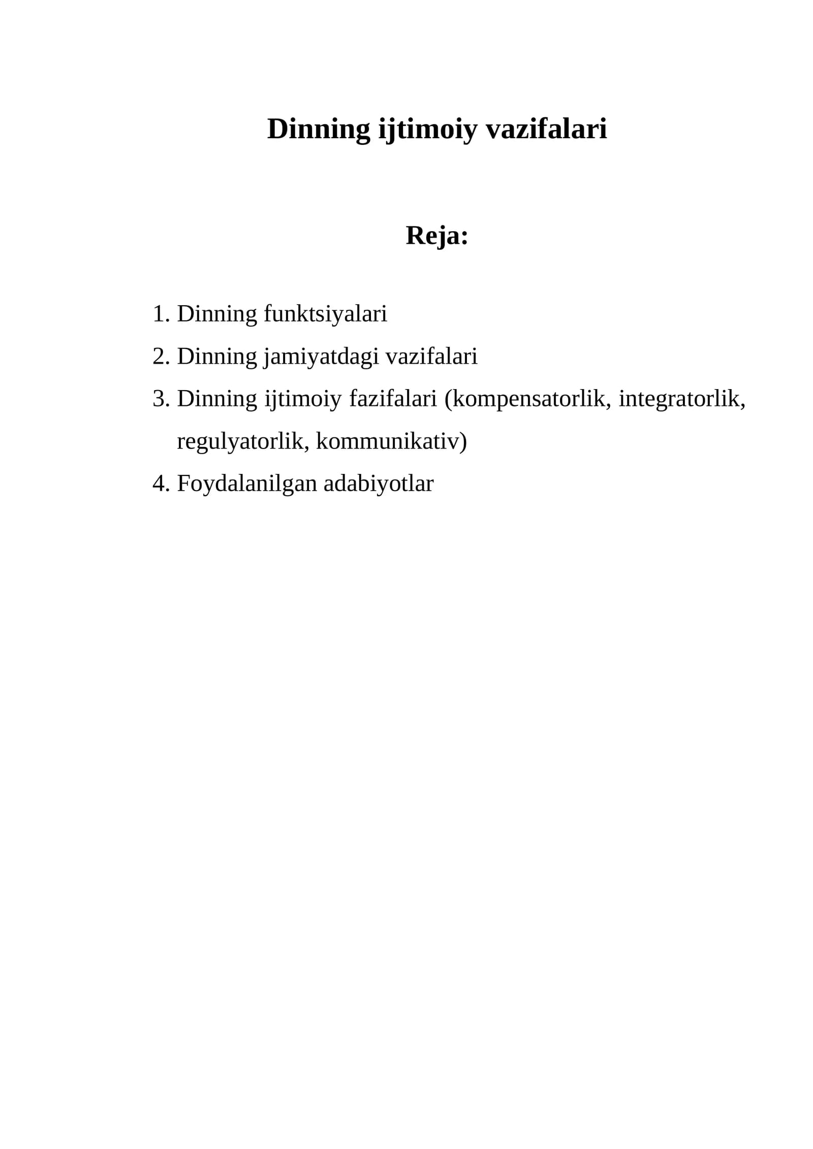 Dinning ijtimoiy vazifalari