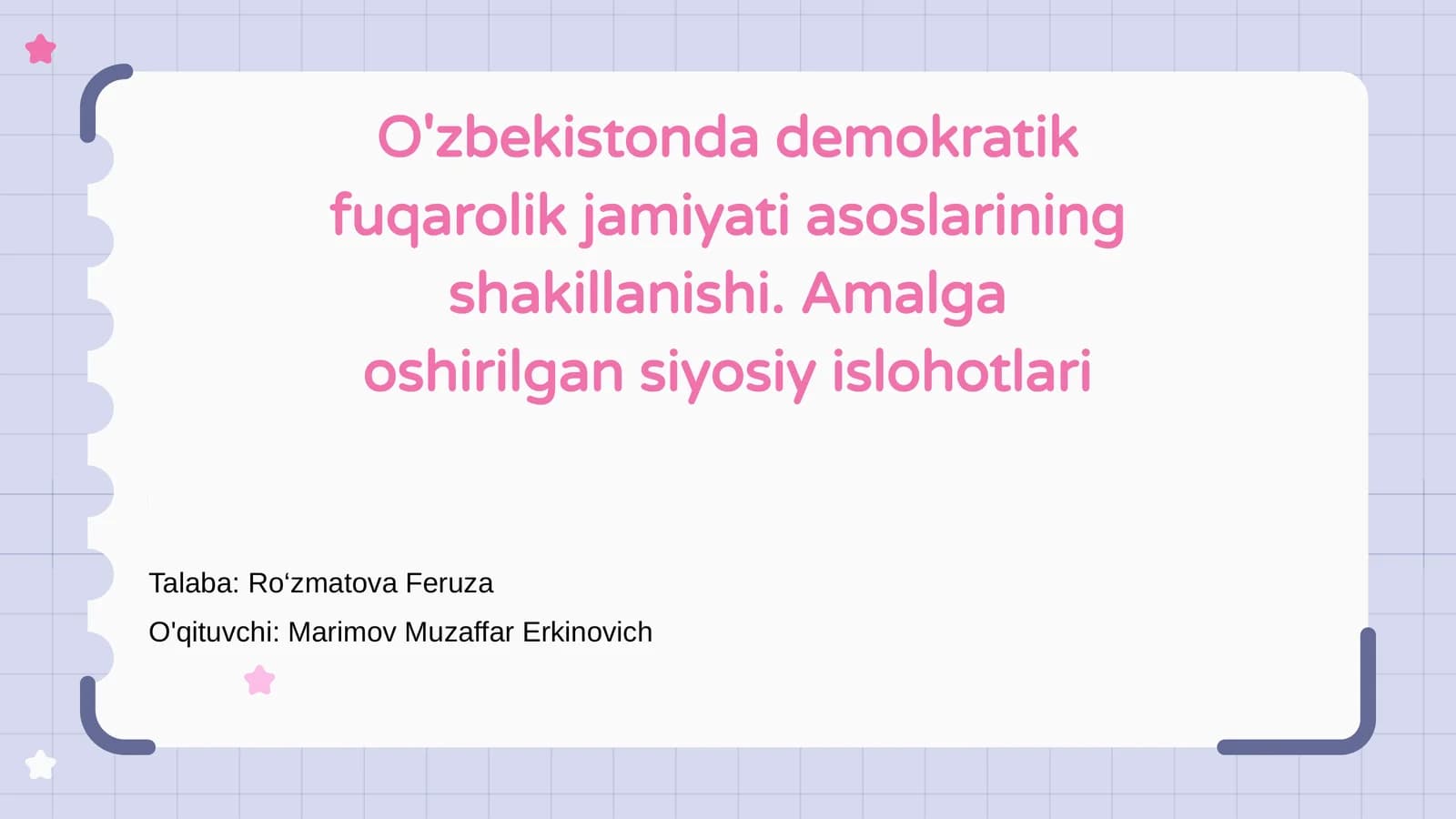 O'zbekistonda demokratik fuqarolik jamiyati asoslarining shakillanishi