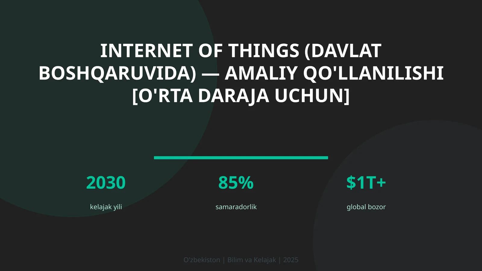 Internet of Things (davlat boshqaruvida) — amaliy qo'llanilishi [o'rta daraja uchun]