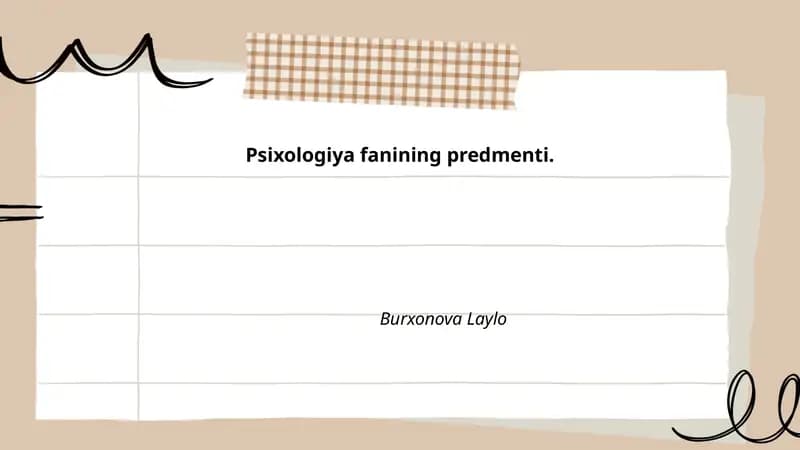 Psixologiya fanining predmenti