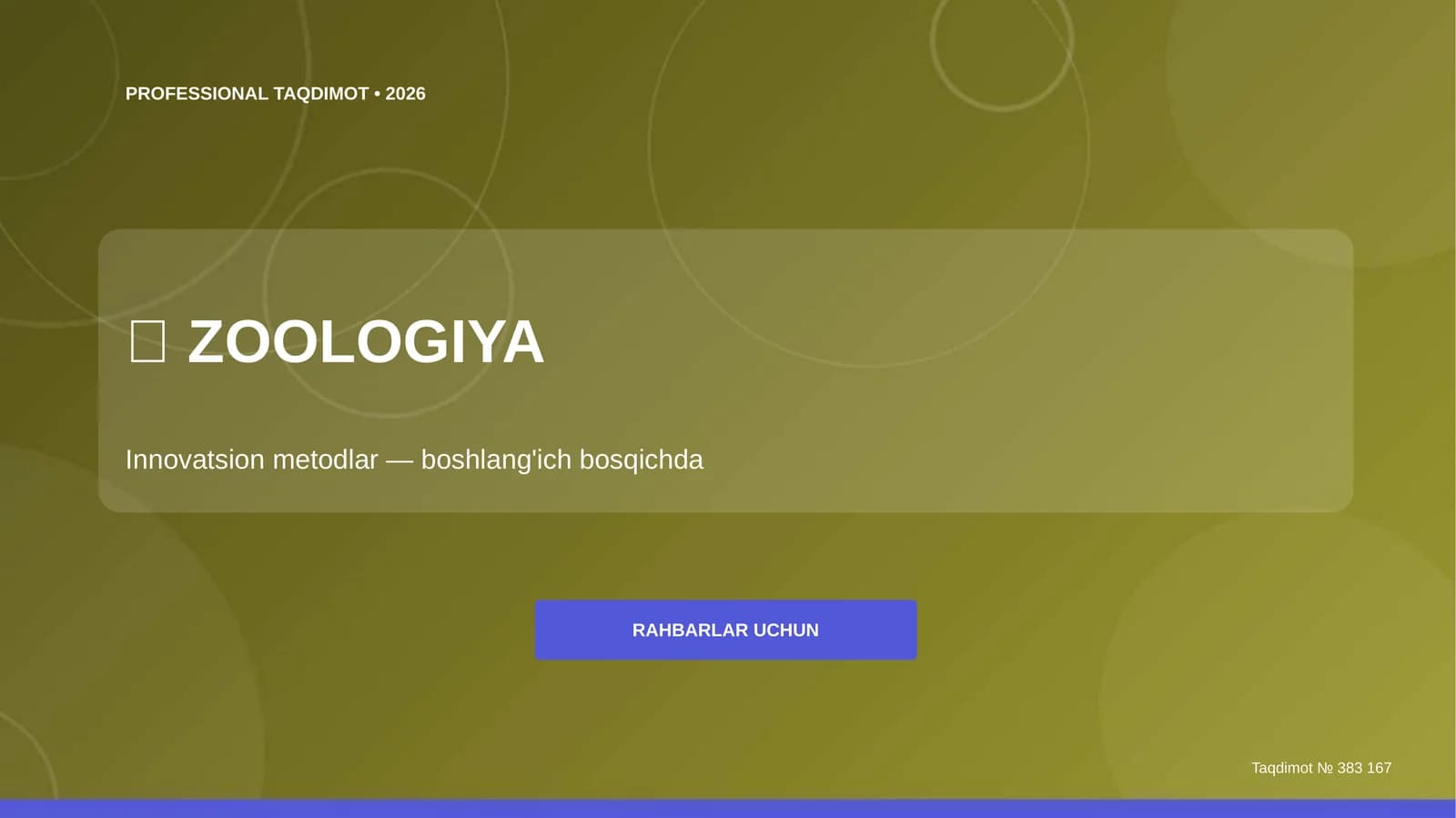 Zoologiya: innovatsion metodlar (boshlang'ich bosqichda)