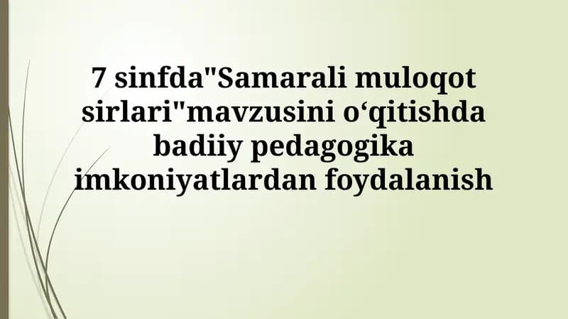 Samarali muloqot sirlari