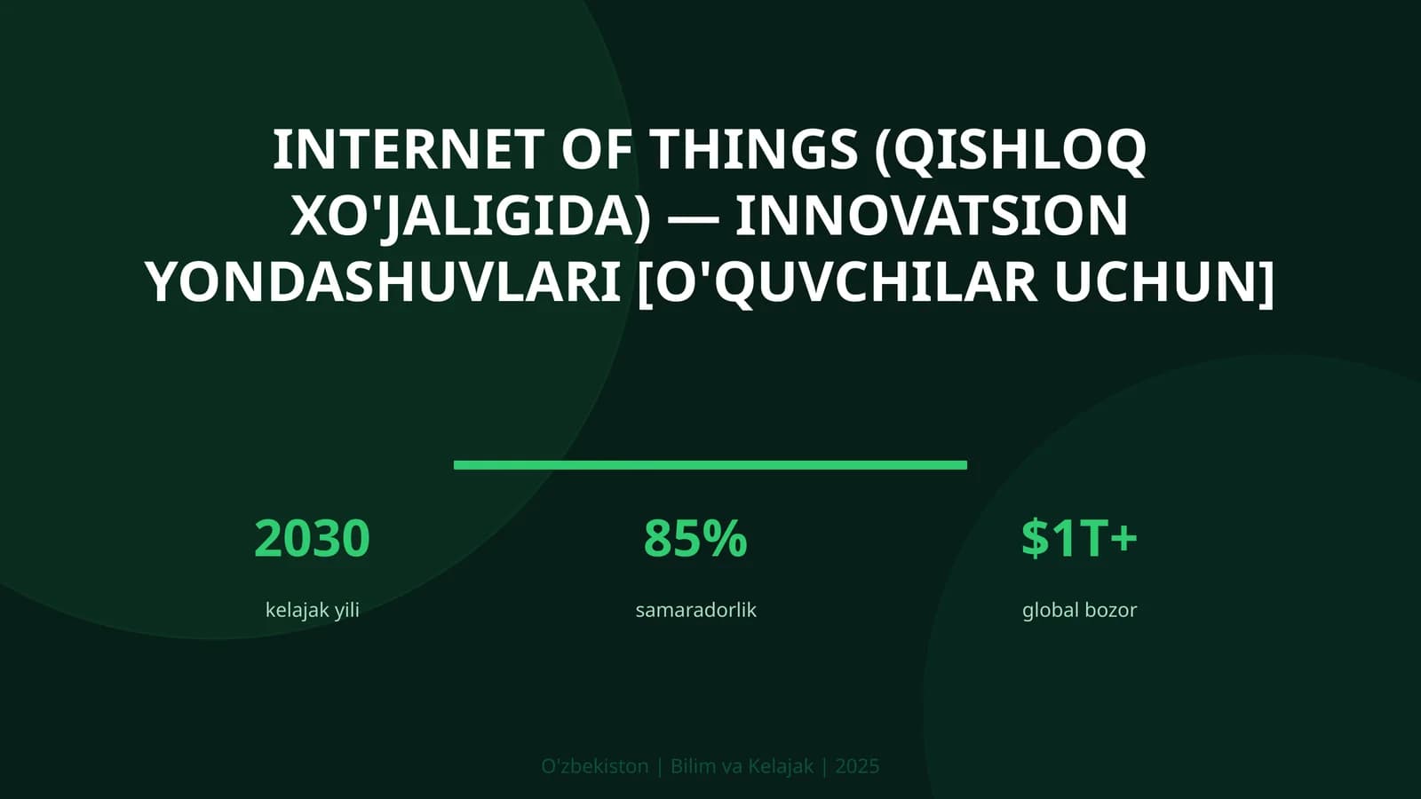Internet of Things (qishloq xo'jaligida) — innovatsion yondashuvlari [o'quvchilar uchun]
