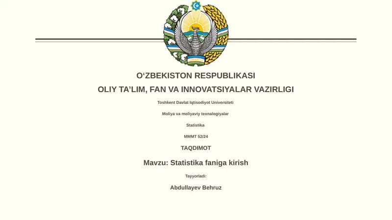 Statistika faniga kirish