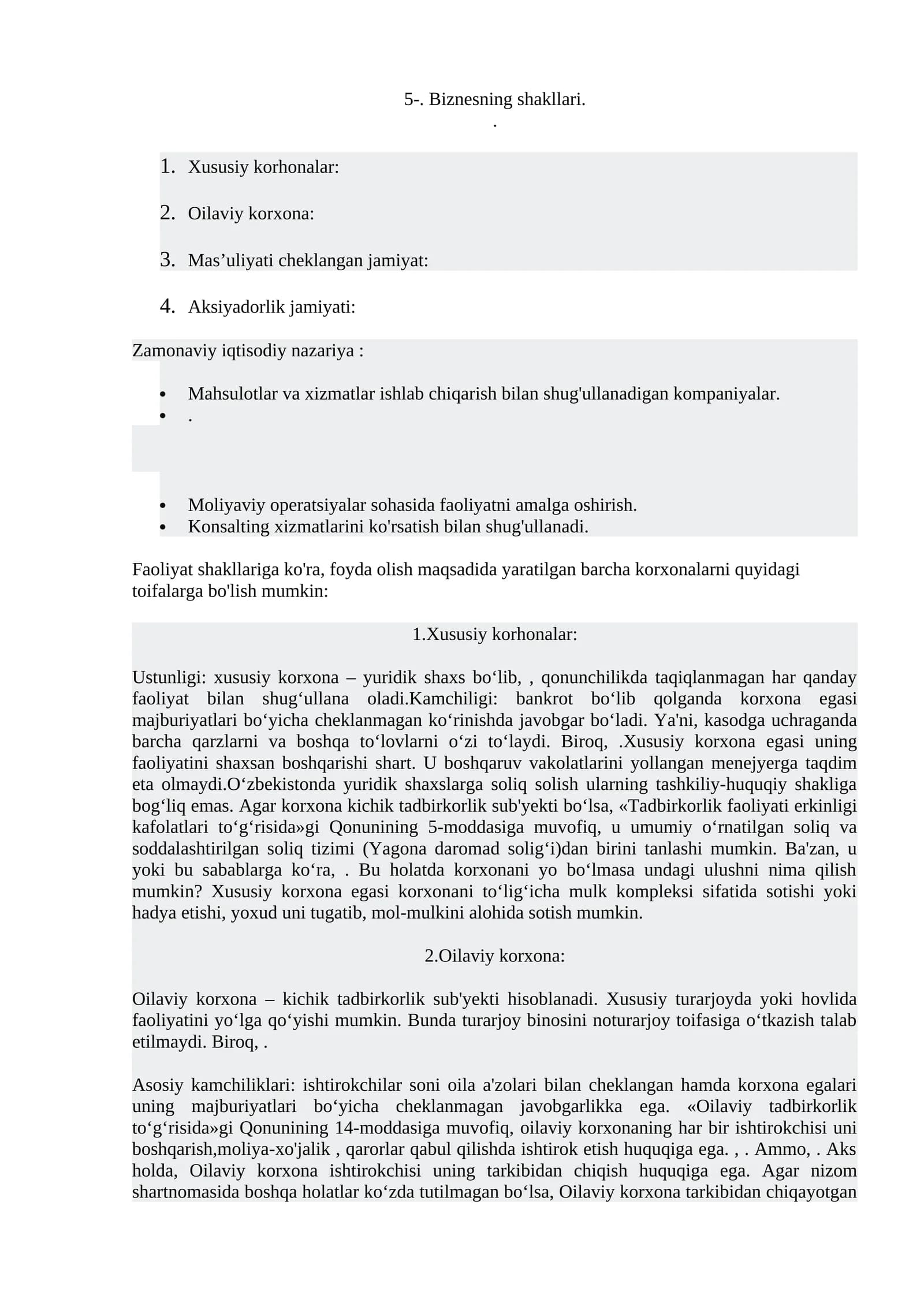 Xususiy korhonalar