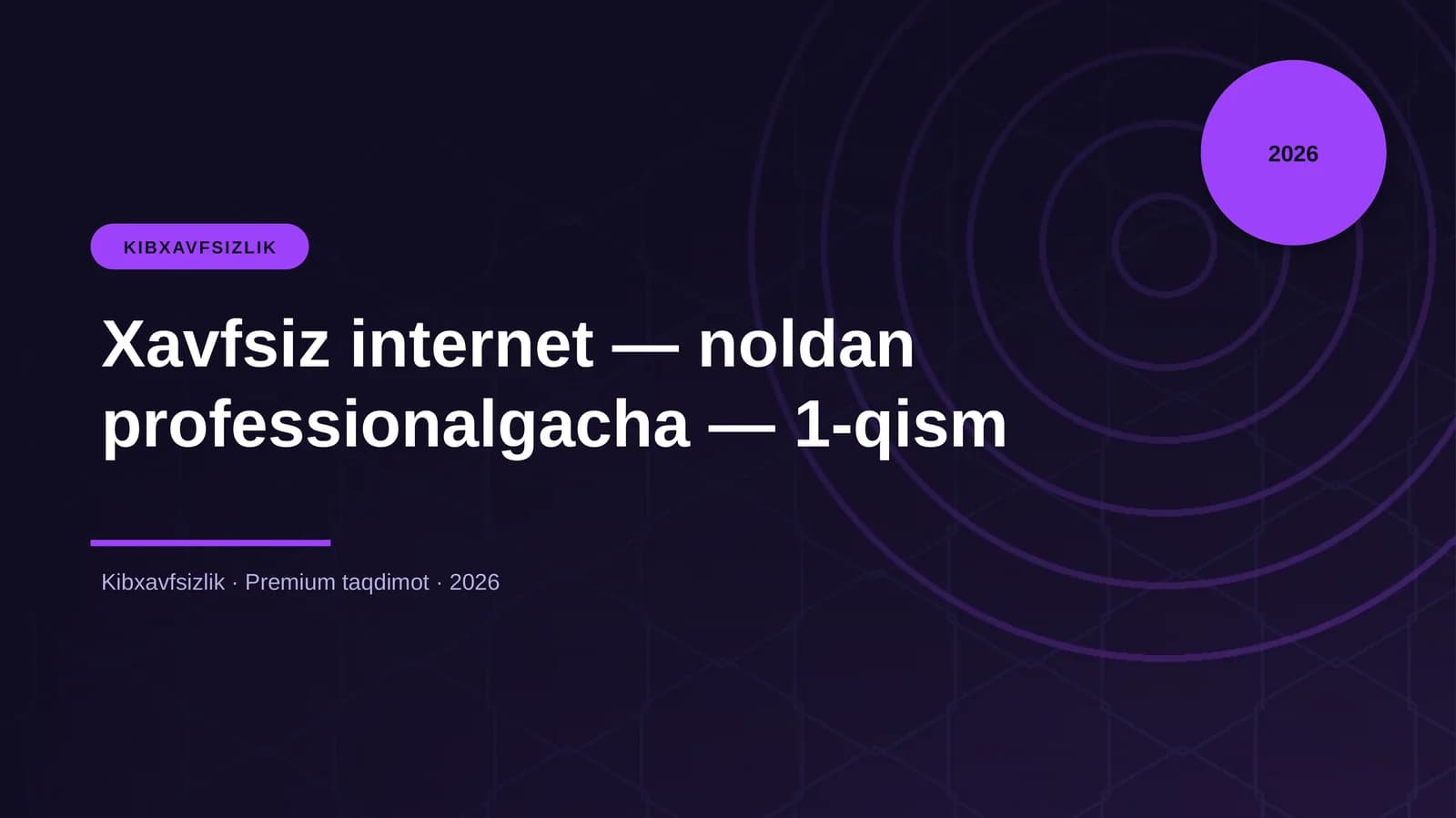 Xavfsiz internet - noldan professionalgacha - 1-qism