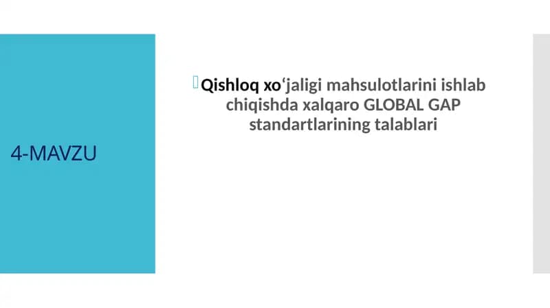 GLOBAL GAPstandartlariningtalablari