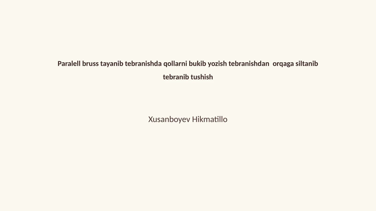 Paralell bruss tayanib tebranish nazariyasi